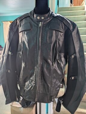 🔥 Pro-Grade Black Armored Leather Moto Jacket - Sleek & Heavy Duty